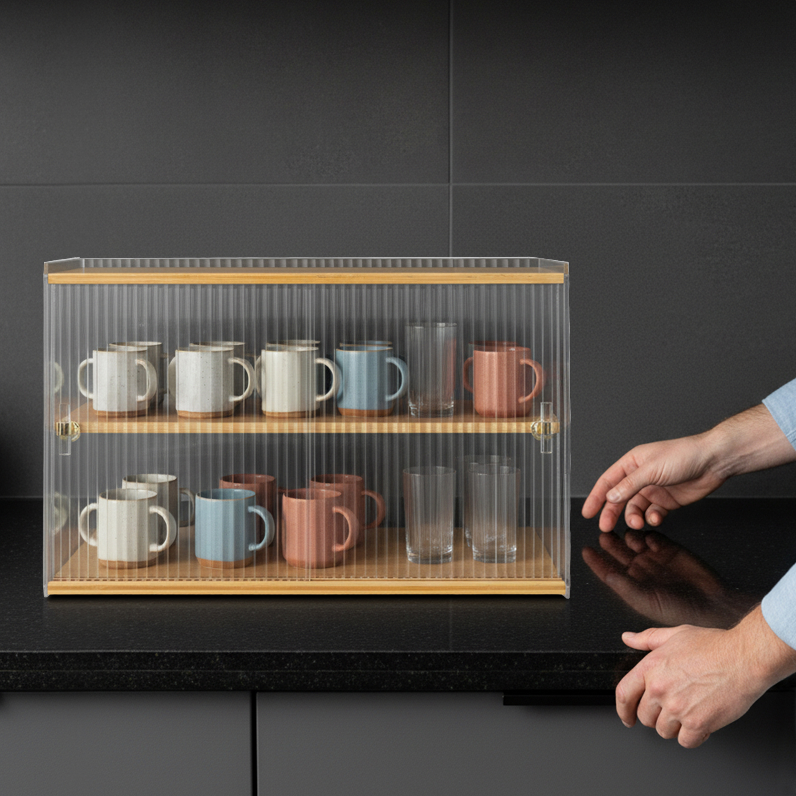 Food Storage Kitchen - Cup Storage Rack, Bamboo Sideboard, Cupboard