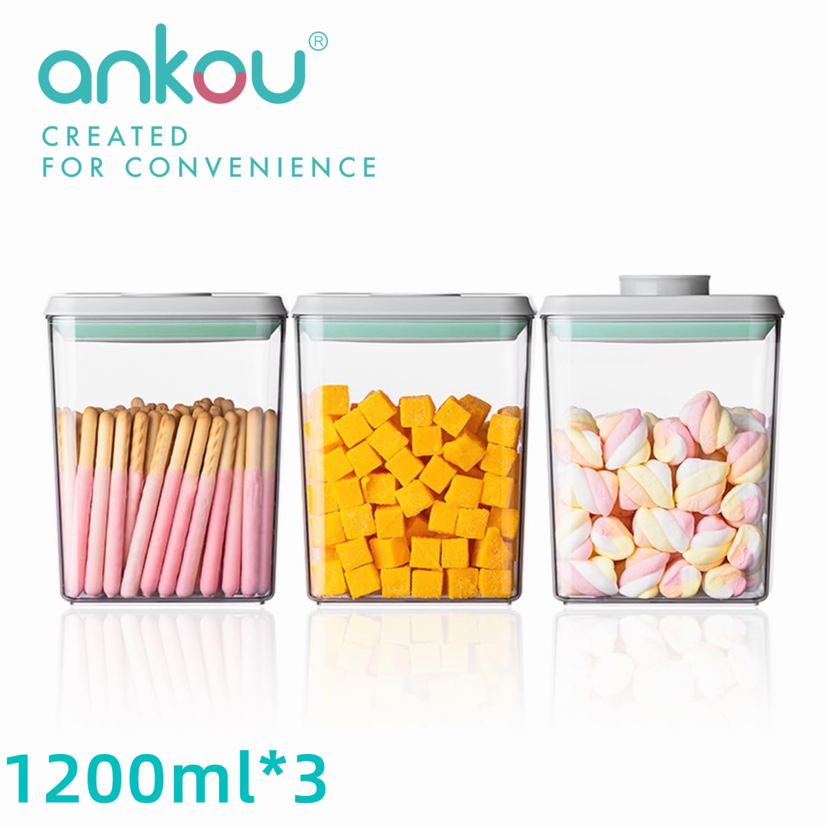 Food Storage Kitchen - Ankou 3Pcs 1.2L Pop Airtight Food