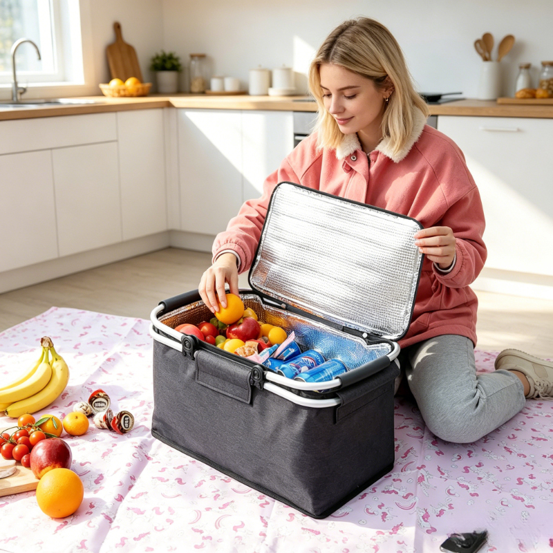 Food Storage Lunch Box - Foldable Large Capacity Insulated Picnic Bag,