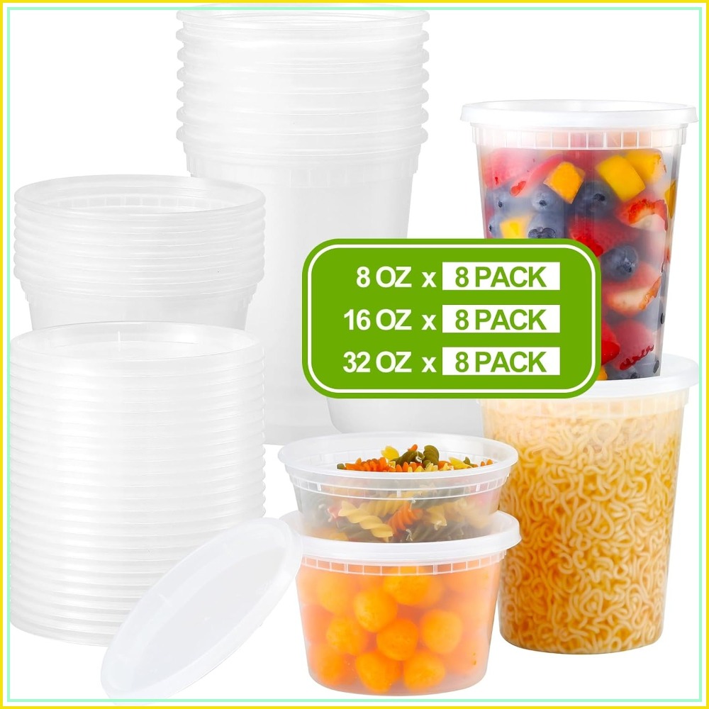 Food Storage Variety Pack - 24 Pack Plastic Deli Food Containers