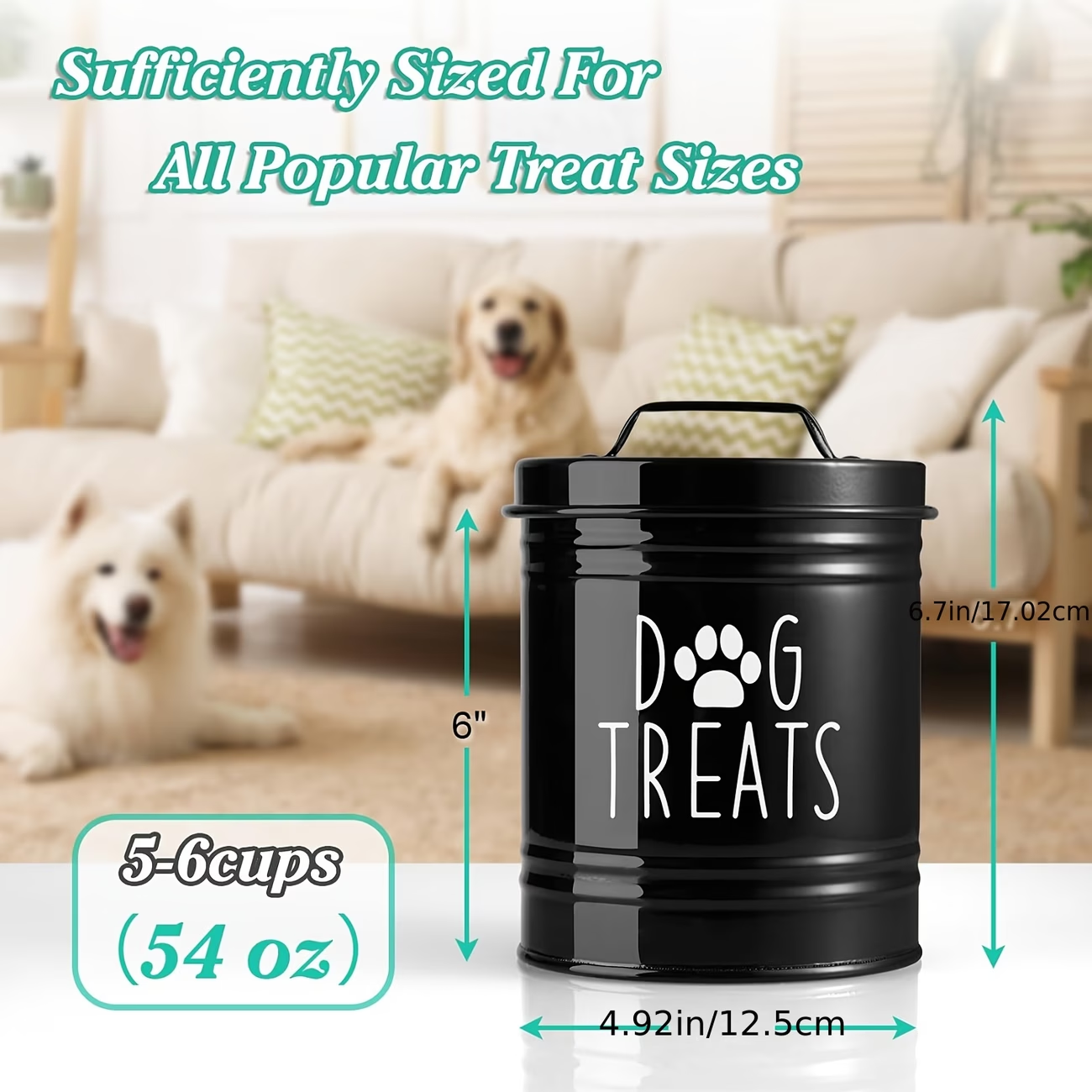Food Storage Dog - Farmhouse Style Dog Treat Jar, Airtight