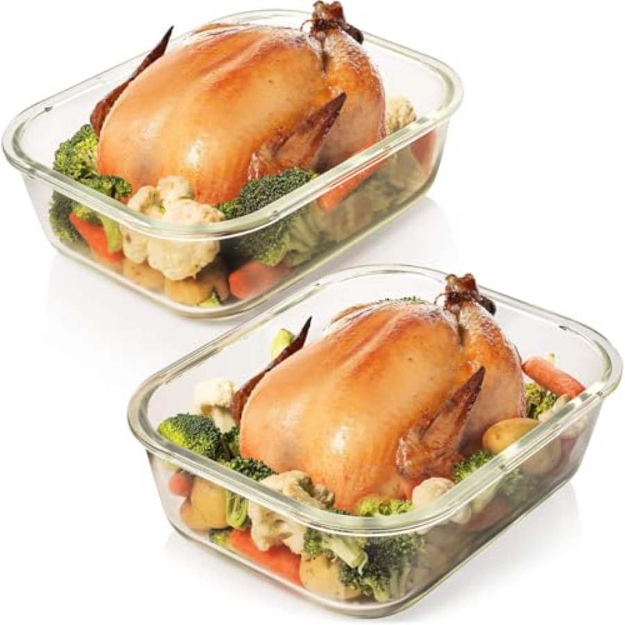 Food Storage Containers Glass - 10 Cups/ 80 Oz 4 Pc