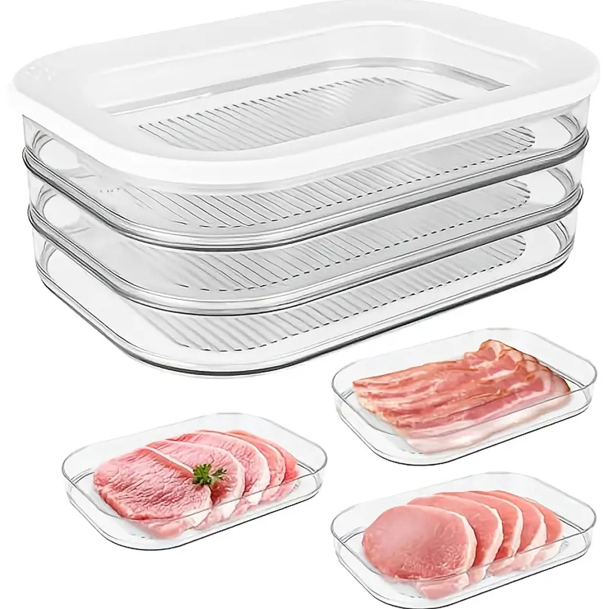 Food Storage Lunch Box - Deli Meat Container for Fridge, Stackable