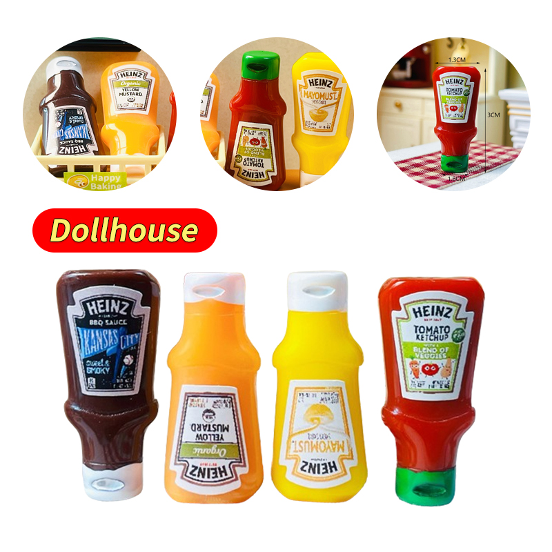 Food Storage Kitchen - 4Pcs Dollhouse Miniature Strawberry Sauce Jam