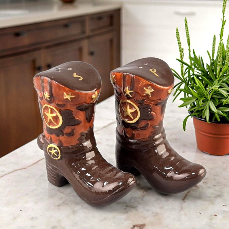 Food Storage Box - Vintage Boots Ceramic Spice Jar Japanese