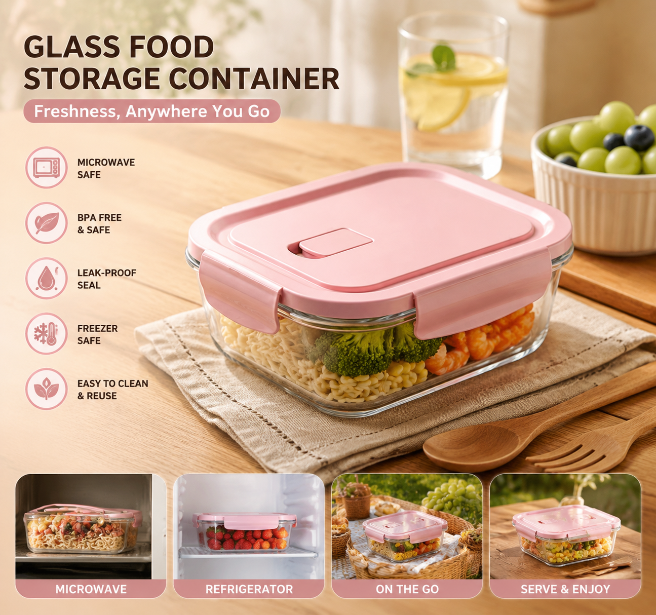 Food Storage Lunch Box - High Borosilicate Glass Food Storage Container