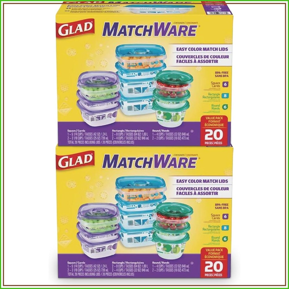 Food Storage Variety Pack - 20-Piece BPA Free Plastic Food Storage