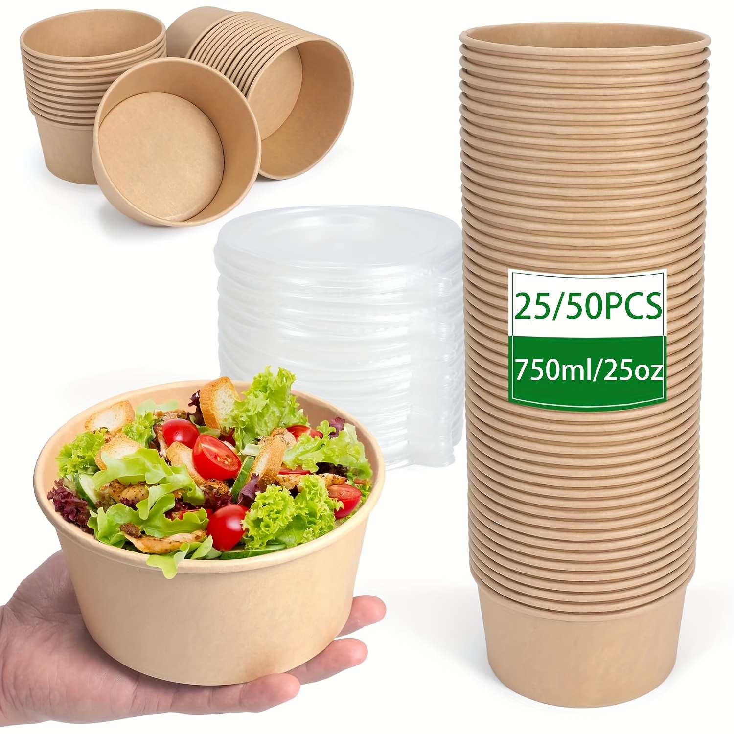 Food Storage Safety - 25Oz/750Ml 25/50 Pack Paper Bowls with