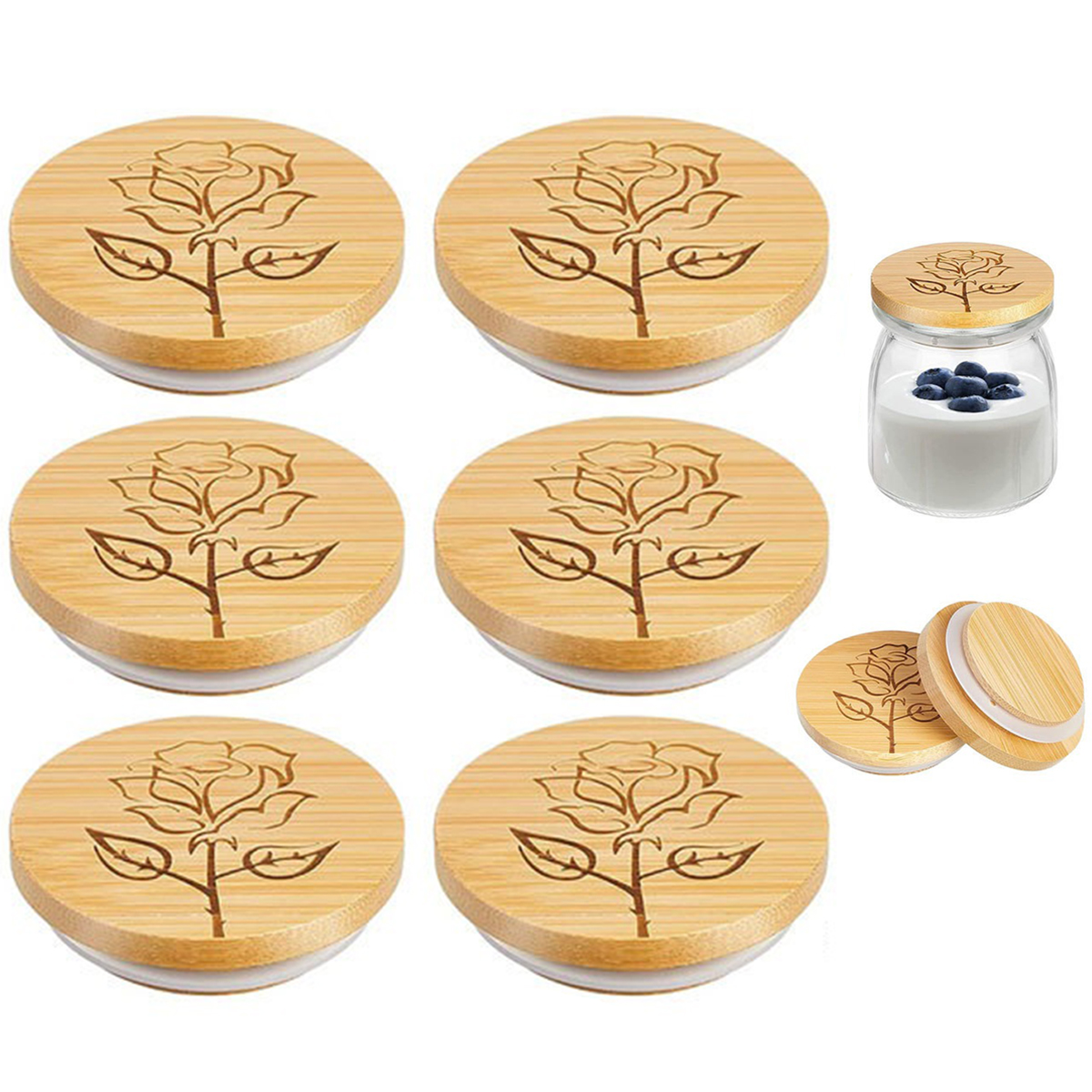 Mason Jar Wide Mouth - 6pcs Wood Mason Jar Lid Reusable