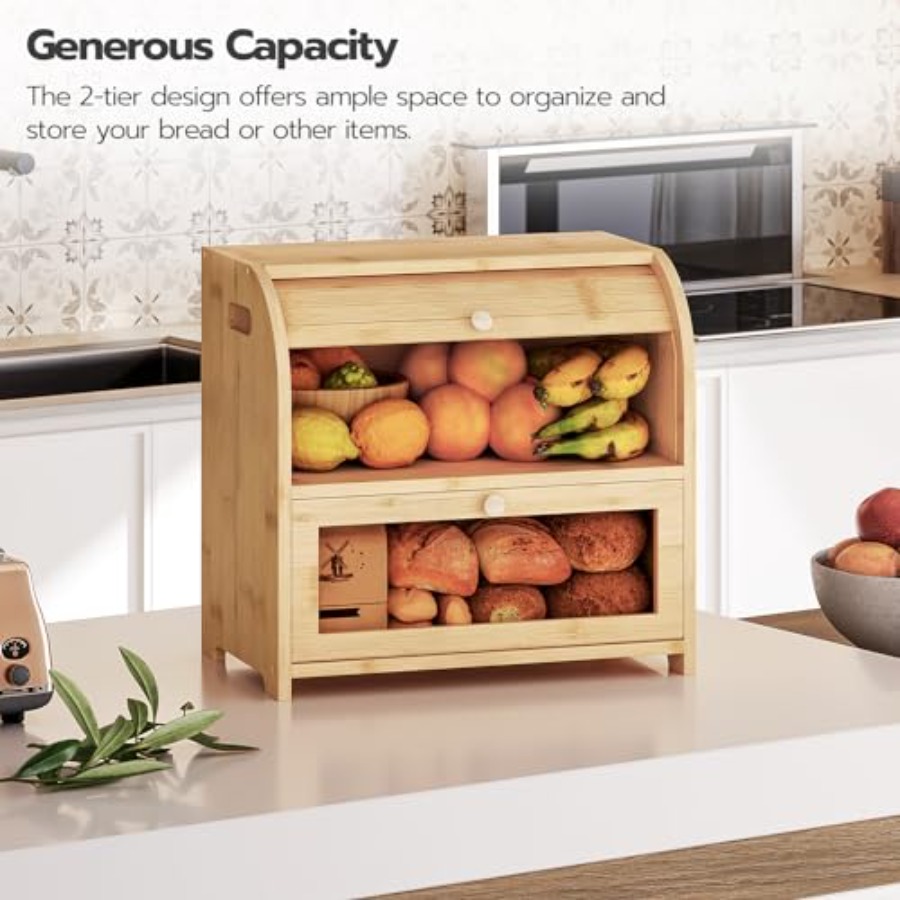 Bread Box, Bamboo Bread Box fo - đánh giá và giá Food Storage Box