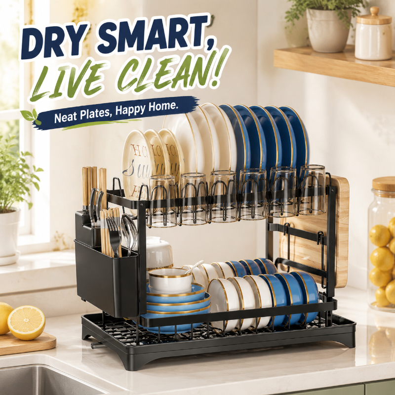 Rustproof 2-Layer Dish Drying  - đánh giá và giá Food Storage Organiser
