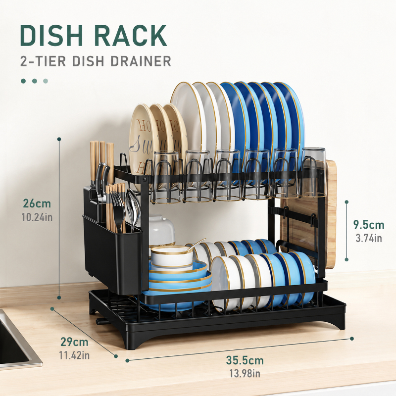 Rustproof 2-Layer Dish Drying  - đánh giá và giá Food Storage Organiser