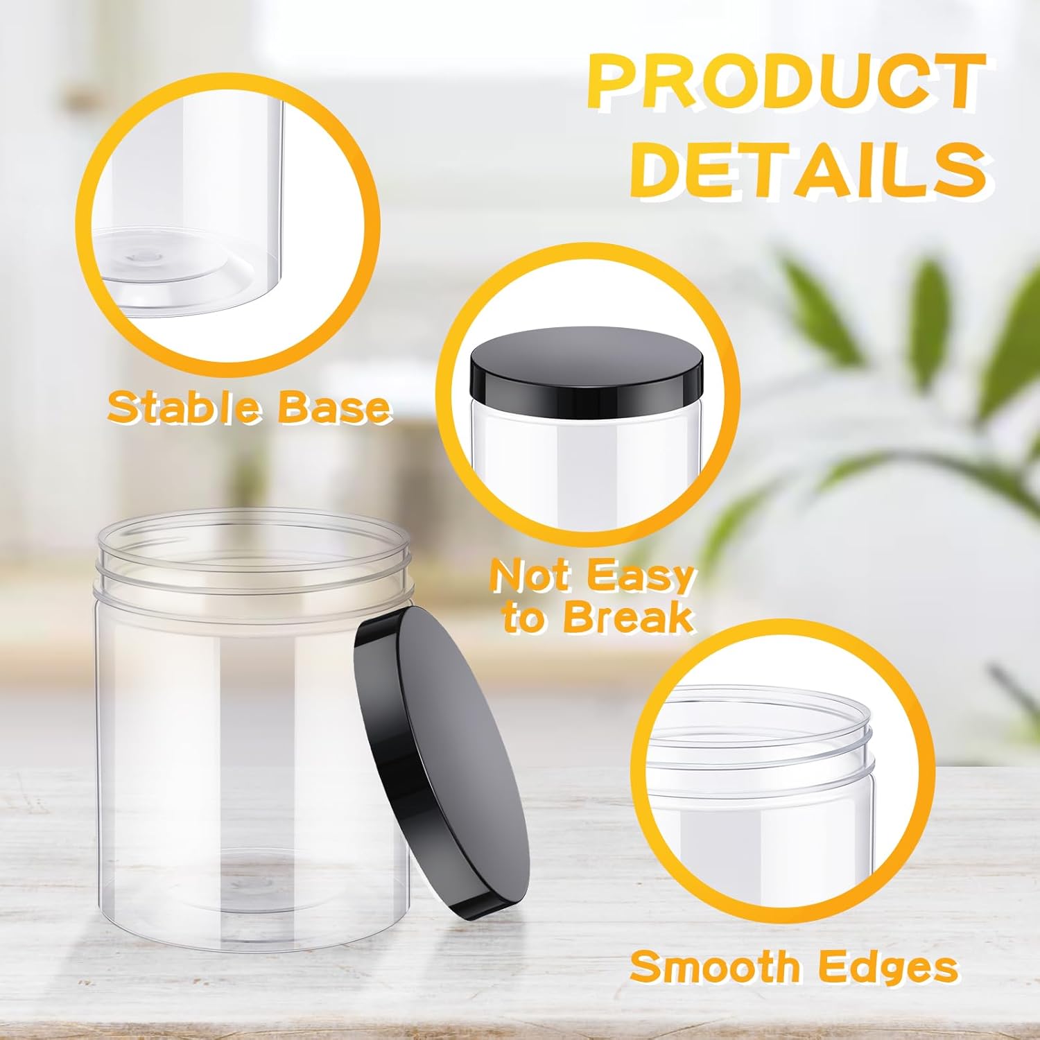 24 Pcs 16oz Plastic Jars with  - đánh giá và giá Food Storage Containers Glass