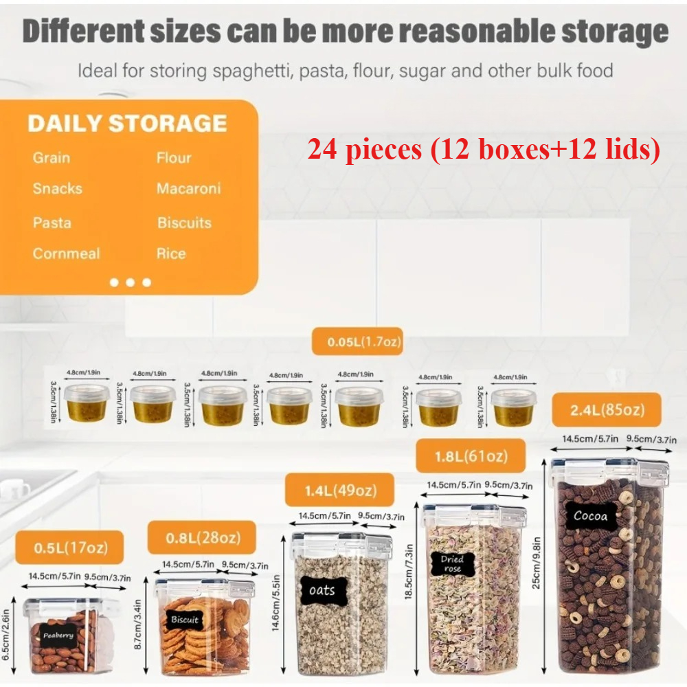 24Pcs Food Storage Containers  - đánh giá và giá Food Storage Box