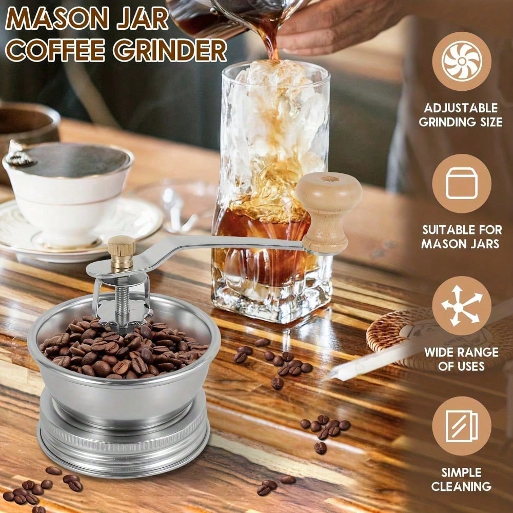 Stainless Steel Manual Coffee  - đánh giá và giá Mason Jar Wide Mouth