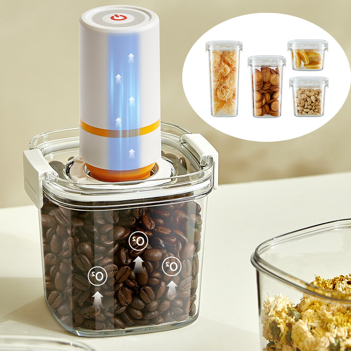 Vacuum Sealed Tank Coffee Bean - đánh giá và giá Food Storage Kitchen Container Set