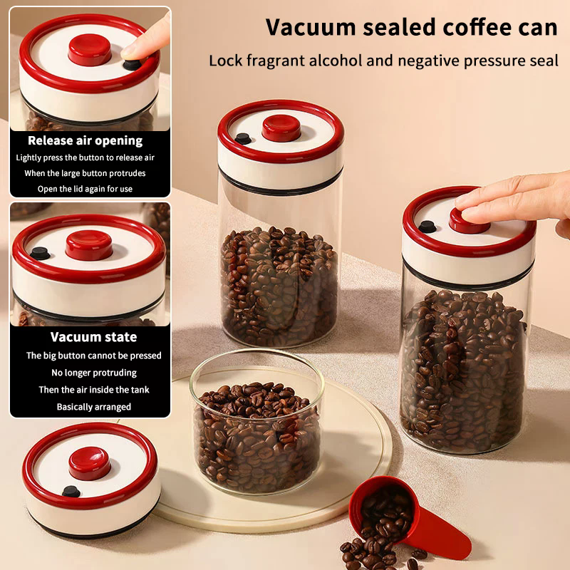 Coffee Beans Vacuum Sealed Tan - đánh giá và giá Food Storage Containers Glass