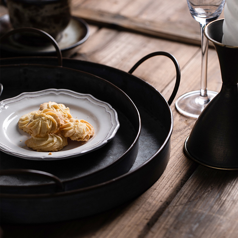 European Retro Round Iron Plat - đánh giá và giá Food Storage Restaurant