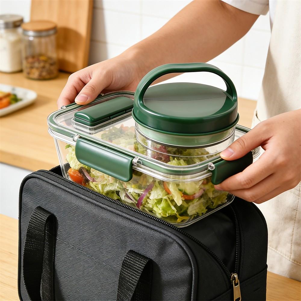 Portable Salad Bowl with Side  - đánh giá và giá Food Storage Lunch Box
