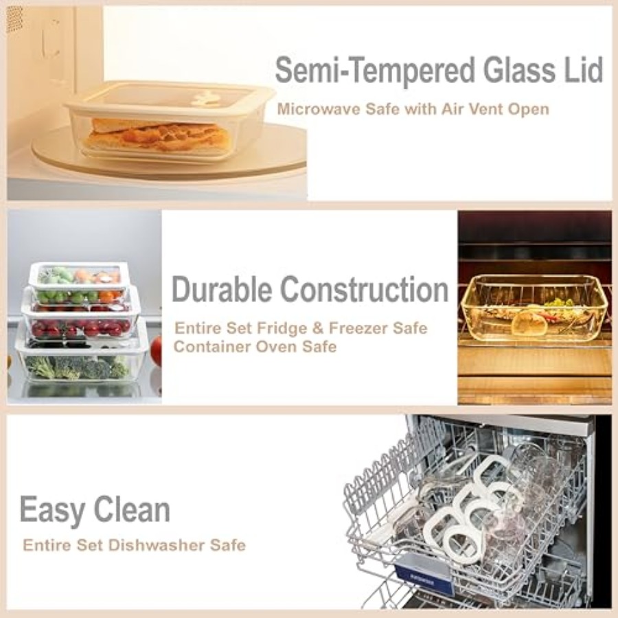 Glass Food Container Set with  - đánh giá và giá Food Storage Glass Set