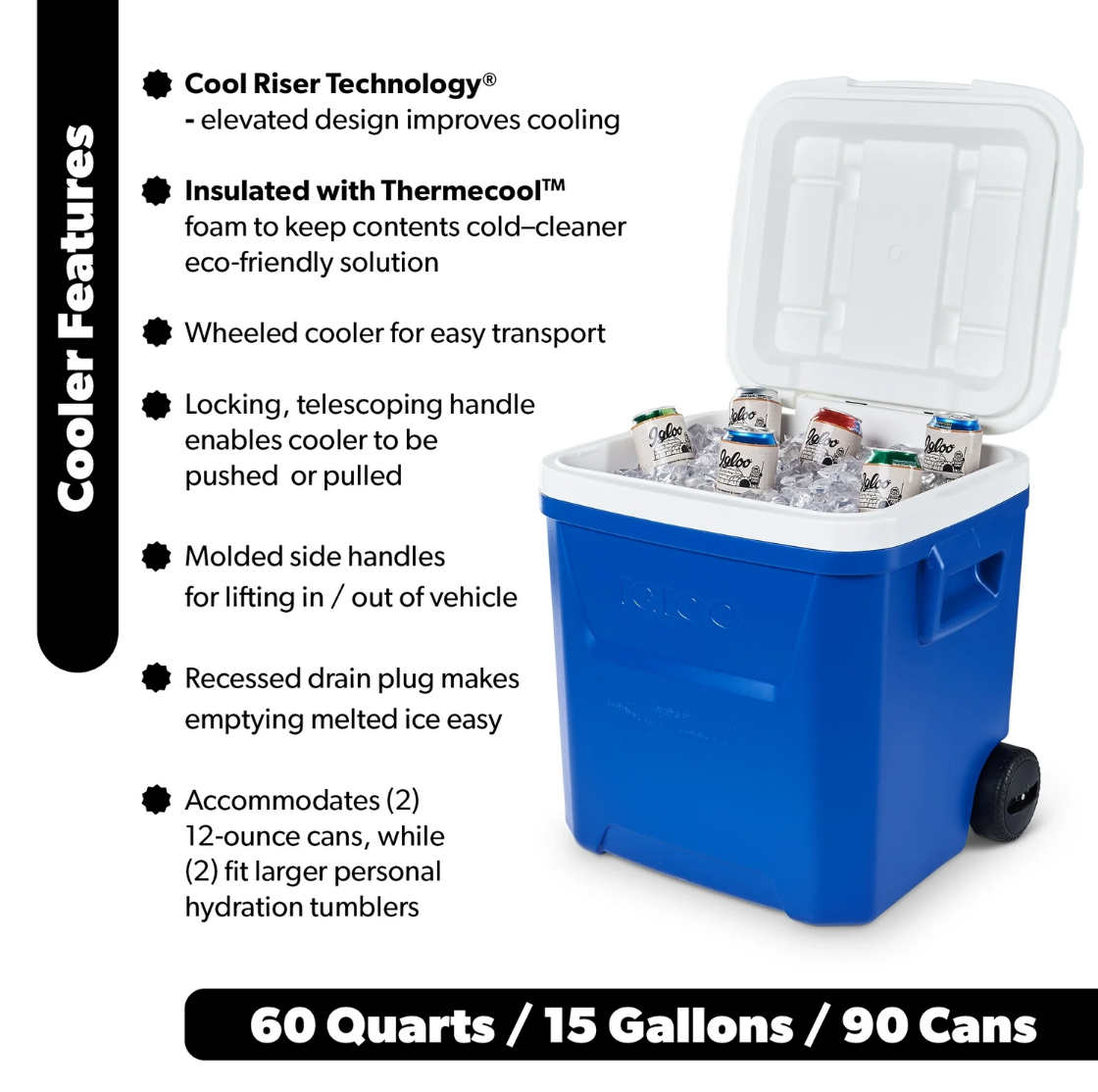 60 QT Blue Laguna Wheeled Hard - đánh giá và giá Food Storage Camping