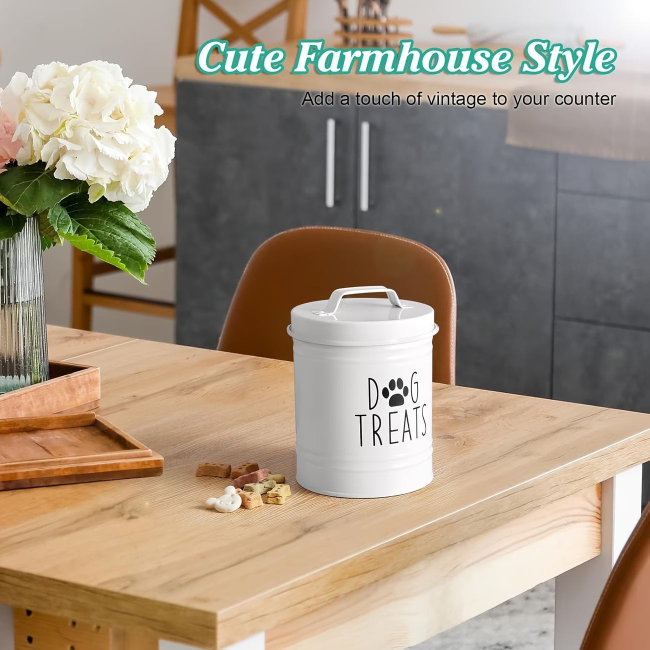 Farmhouse Style Dog Treat Jar, - đánh giá và giá Food Storage Dog