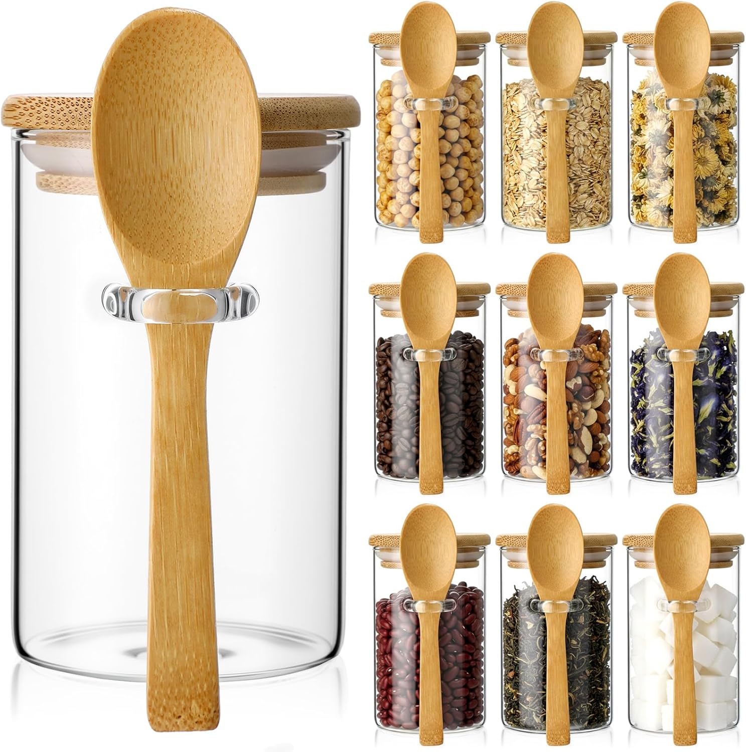 10 Pack Glass Jars with Bamboo - đánh giá và giá Food Storage Containers Glass