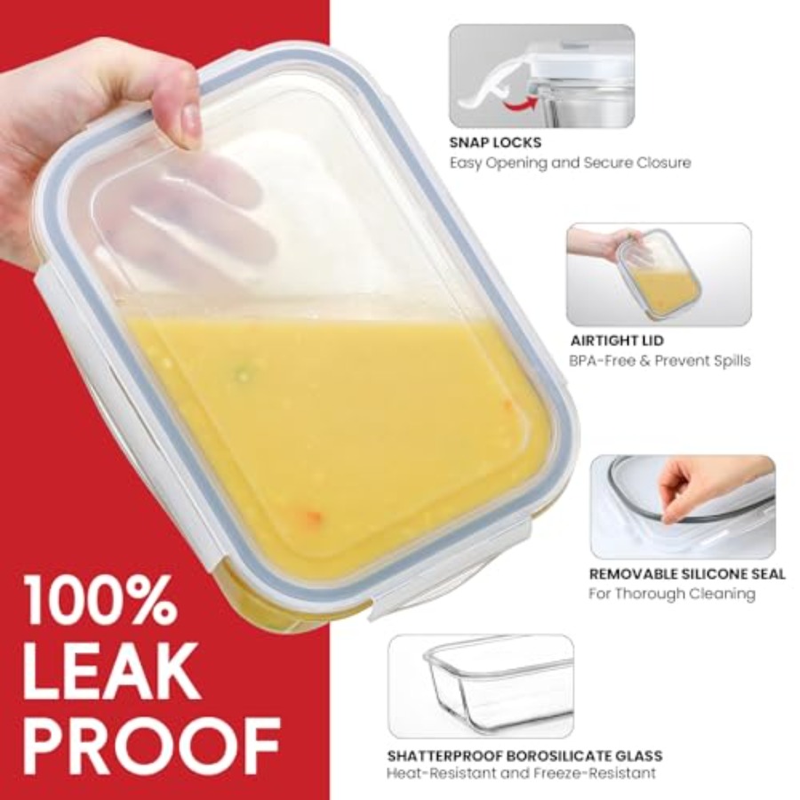 4 Pack 8 Cups/ 63oz Large Glas - đánh giá và giá Food Storage Containers Glass