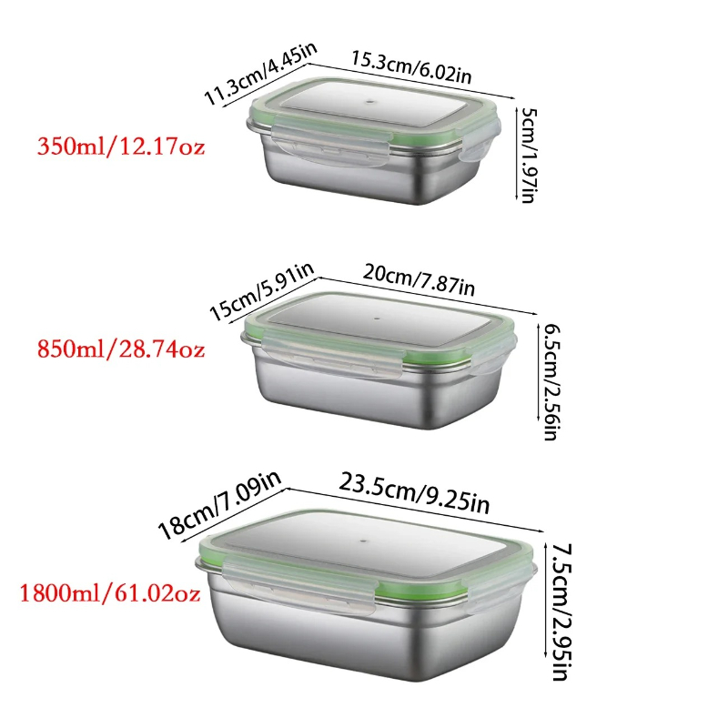 304 Stainless Steel Lunch Box  - đánh giá và giá Food Storage Kitchen Container Set