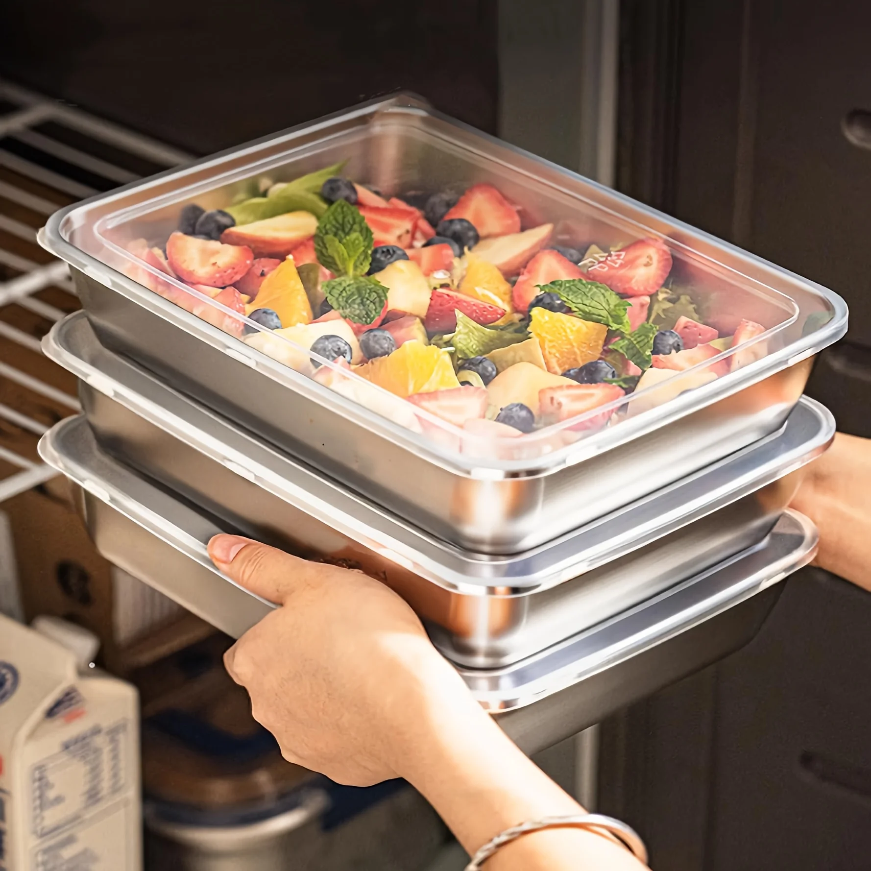 3pcs Stainless Steel Food Cont - đánh giá và giá Food Storage Freezer