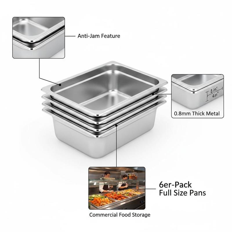 6 Pack Catering Trays Full Siz - đánh giá và giá Food Storage Restaurant