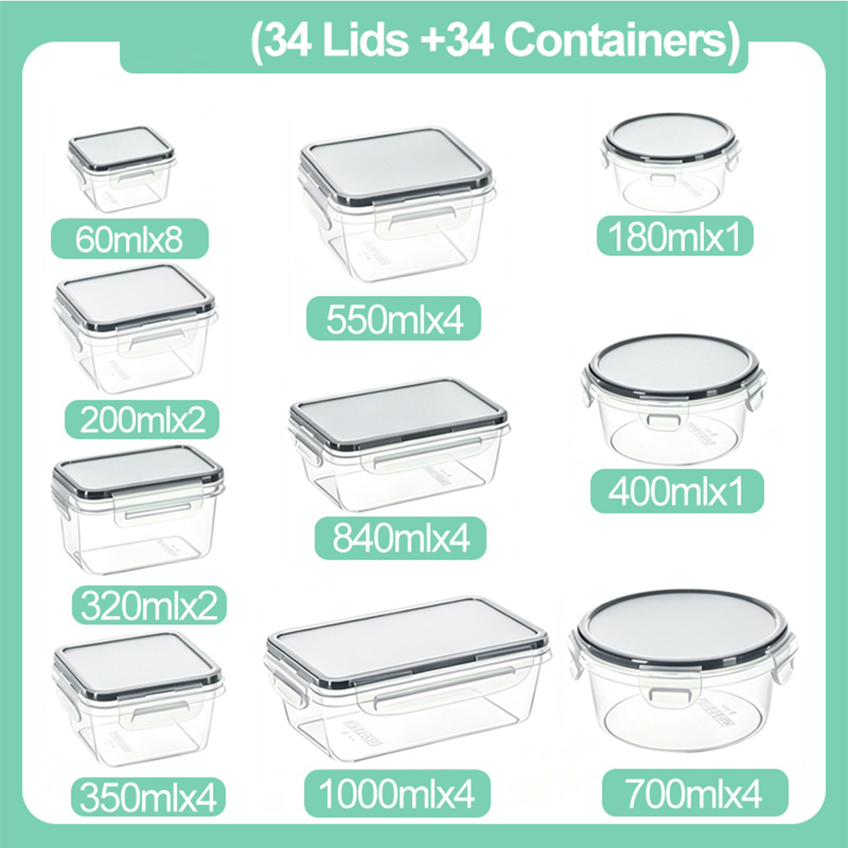 34PCS-Assorted Size Airtight F - đánh giá và giá Food Storage Freezer