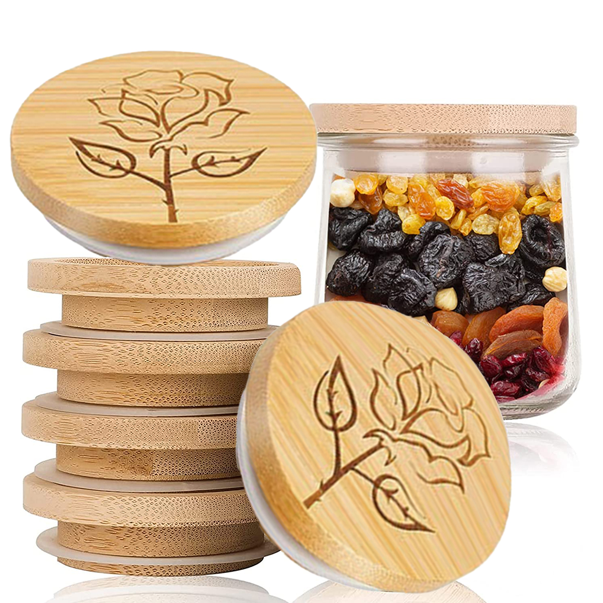 6pcs Wood Mason Jar Lid Reusab - đánh giá và giá Mason Jar Wide Mouth