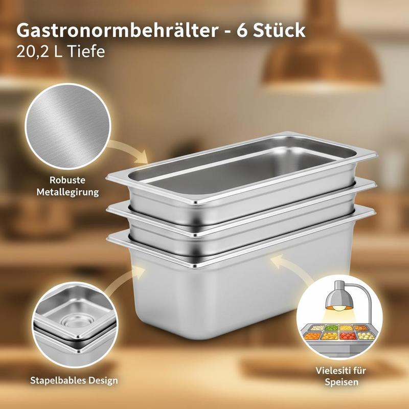 6 Pack Buffet Trays Full Size  - đánh giá và giá Food Storage Restaurant