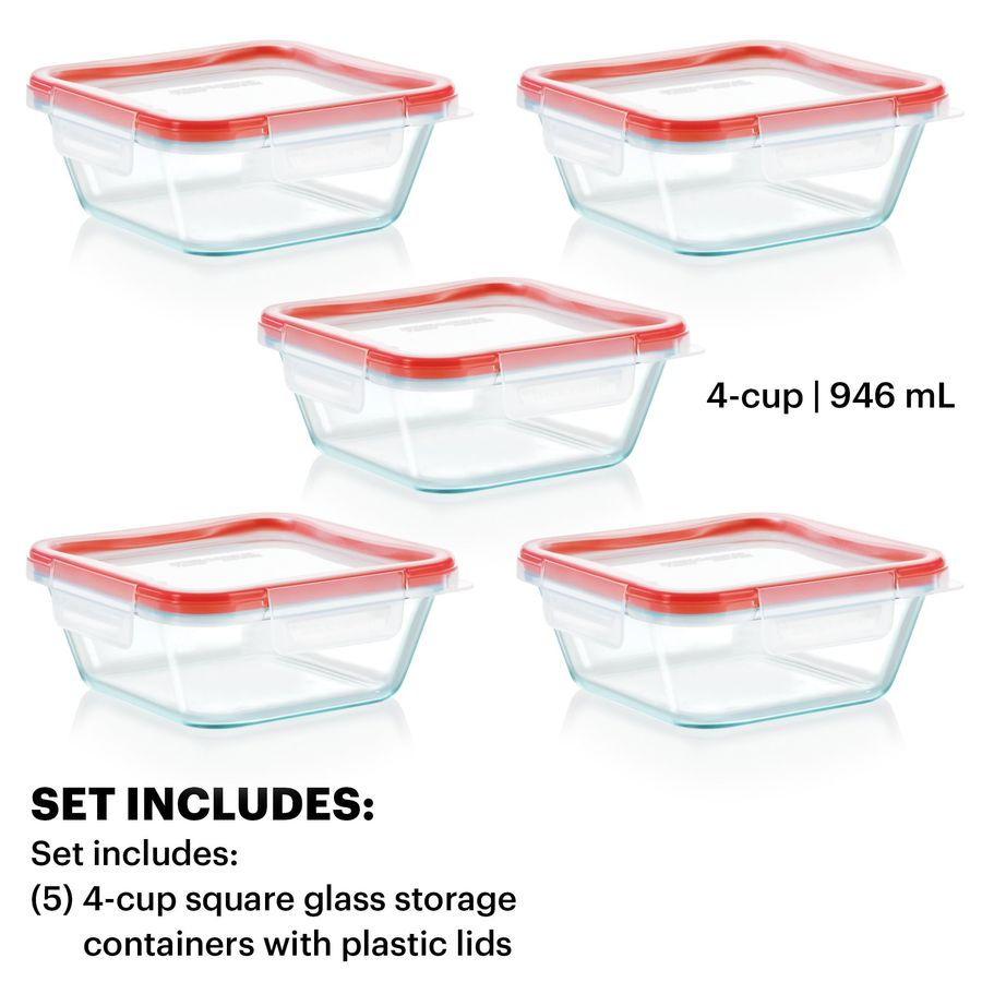Freshlock 5Pack, 4 Cup Glass F - đánh giá và giá Food Storage Glass Set