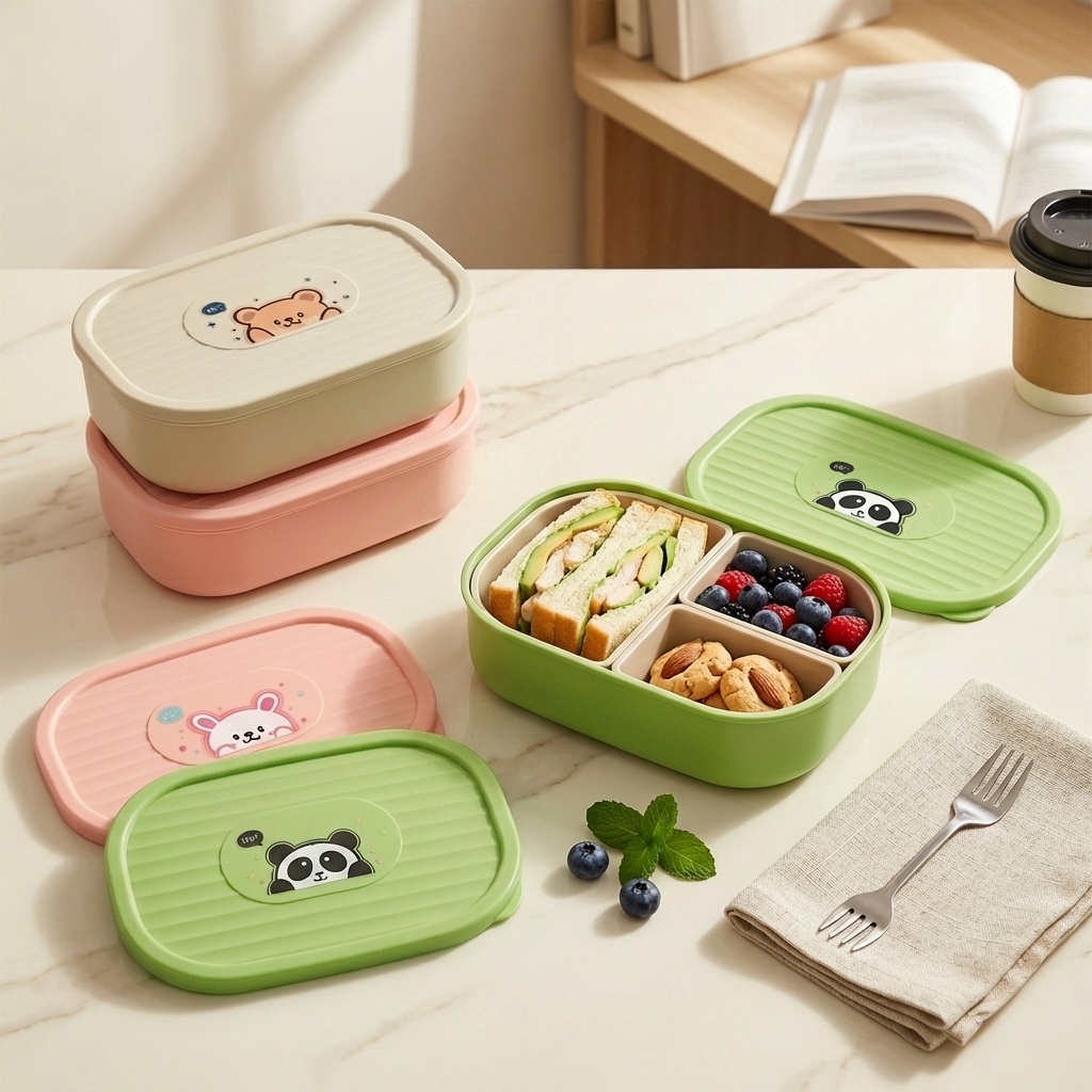 Cute Plastic Divided Lunch Box - đánh giá và giá Food Storage Safety