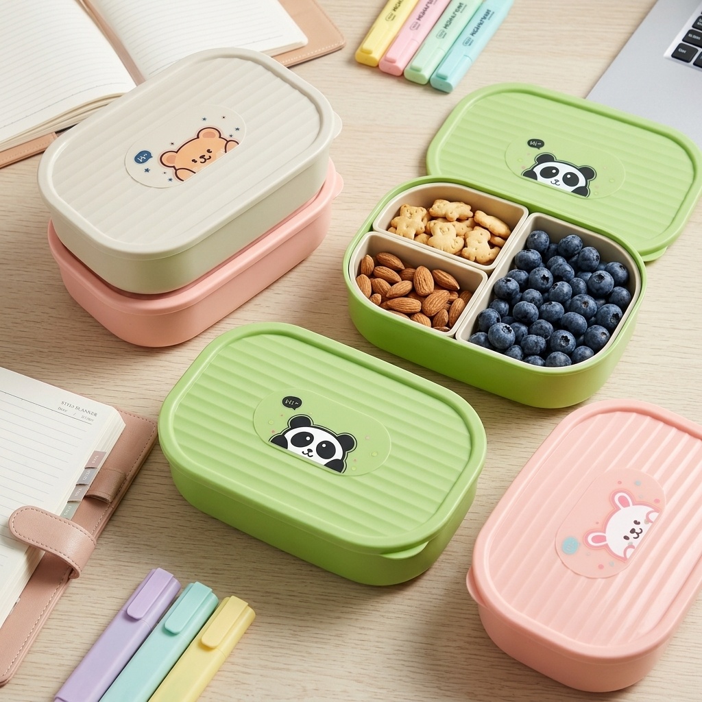 Cute Plastic Divided Lunch Box - đánh giá và giá Food Storage Safety